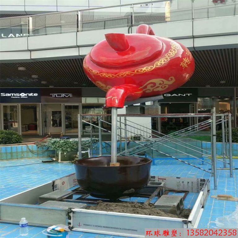 玻璃鋼流水壺雕塑，天壺雕塑5