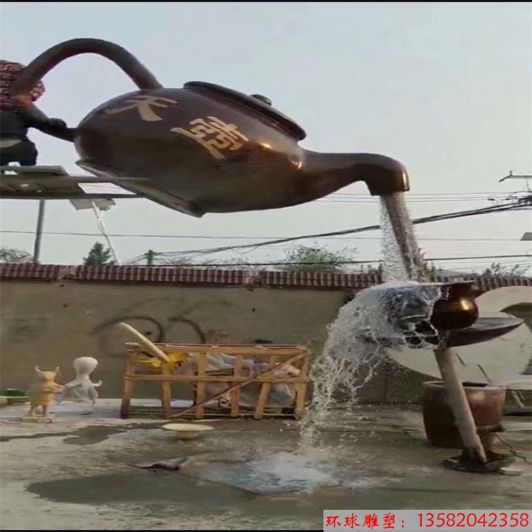 玻璃鋼噴水天壺雕塑