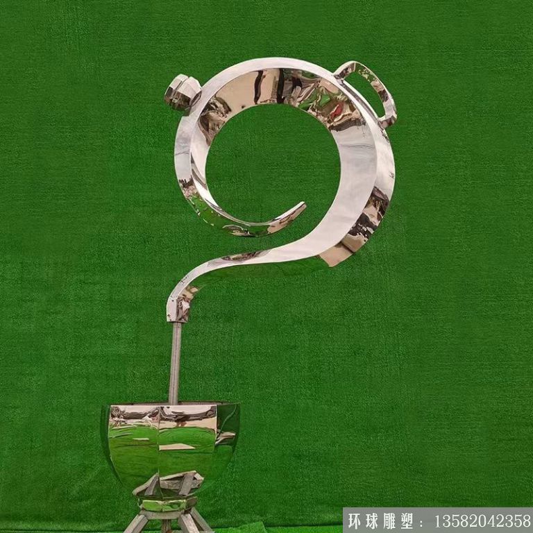 不銹鋼抽象懸浮茶壺景觀噴泉 案例分享